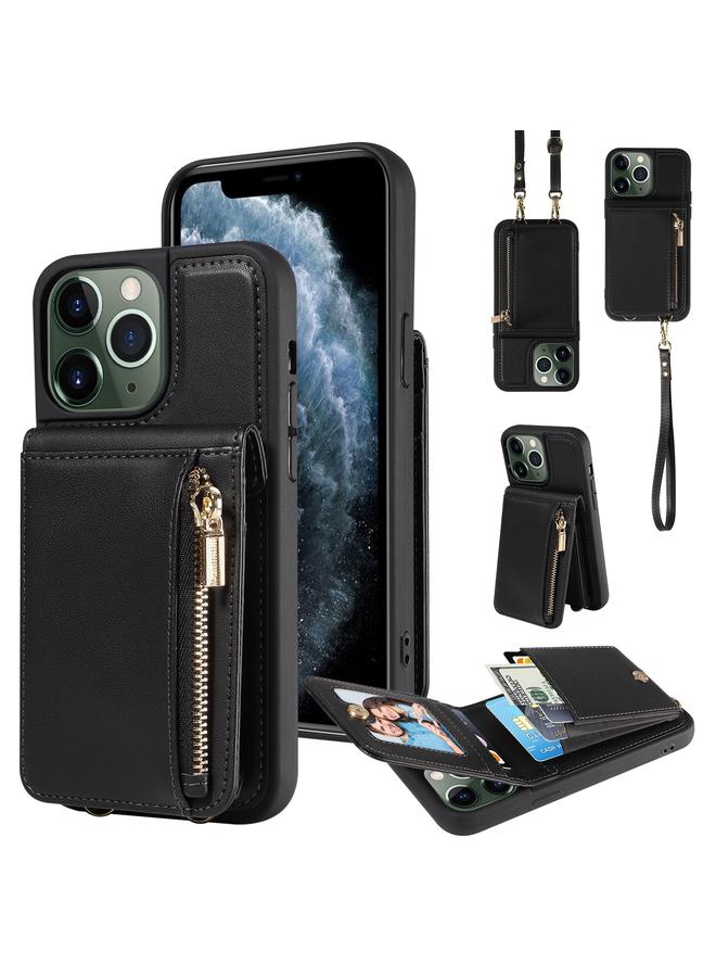Zaboon Case For iPhone 11 Pro Max Crossbody Lanyard Zipper Wallet Leather Phone Case - Image 1