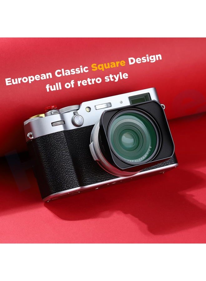 Haoge LH-X200B Square Metal Lens Hood with 49mm Adapter Ring Metal Cap for Fujifilm X100VI x-100vi Fuji Photo Camera Accessories Black - Image 3