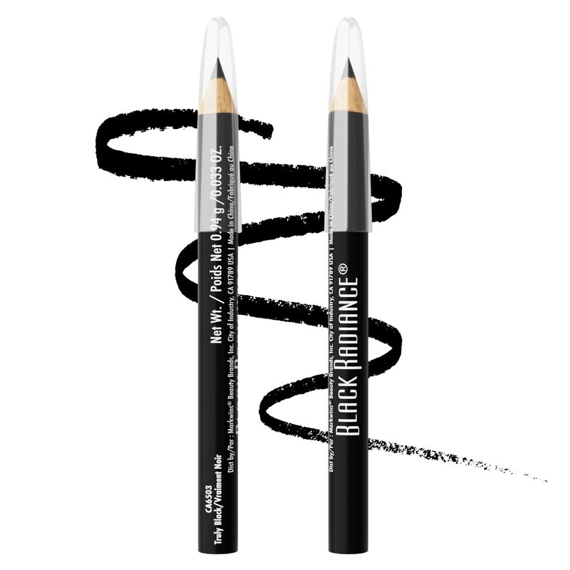 Black Radiance Twin Pack Eyeliner Pencil, Creamy Dual-Purpose Formula for Eyes & Brows, Intense Black Pigments, Long-Lasting Definition - Truly Black - Image 1