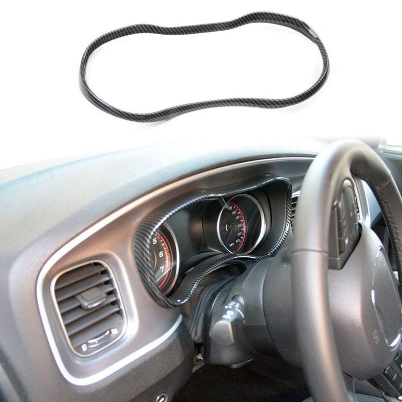 crosselec Carbon Fiber Dashboard Meter Panel Frame Cover Trim Interior Decoration Accessories for Dodge Charger 2015-2021 (Black)