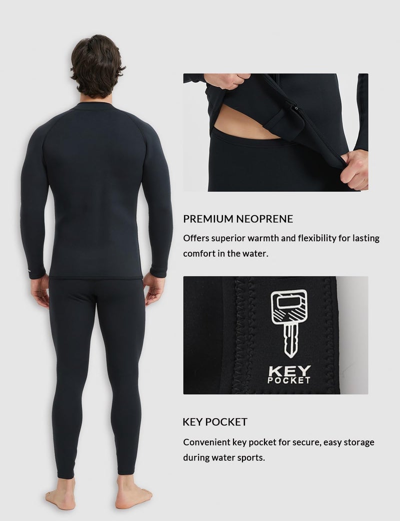 Lemorecn Men’s 3mm Wetsuits Jacket Long Sleeve Neoprene Wetsuits Top(2031blackS) - Image 4