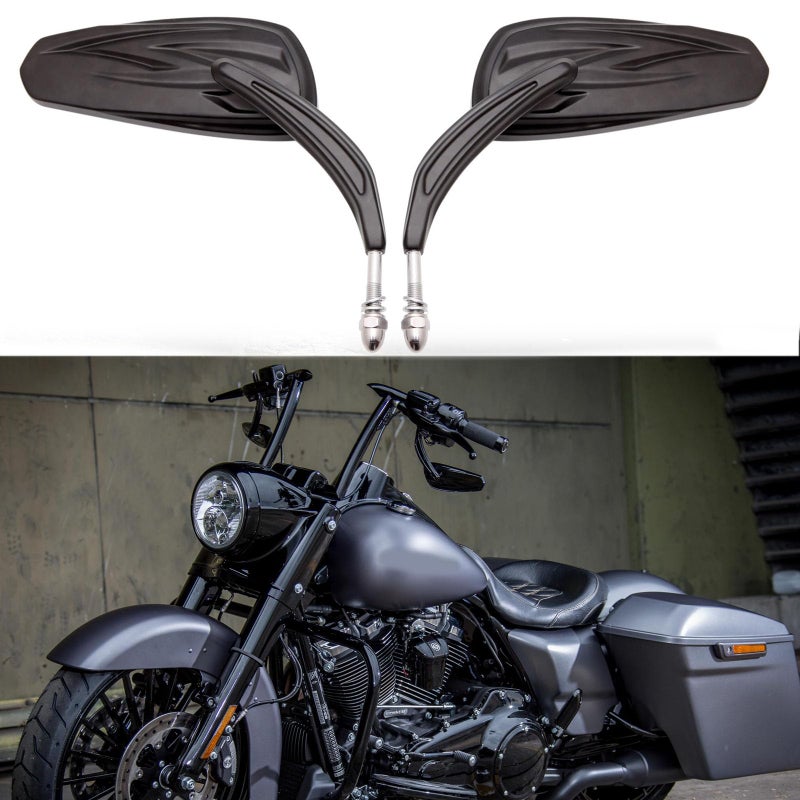 Rich Choices Black Motorcycle 8mm Rearview Mirrors Compatiable with Harley Sportster Road King Street Electra Glide Road Glide Dyna Softail Ultra Vrod 19822018 2019 2020