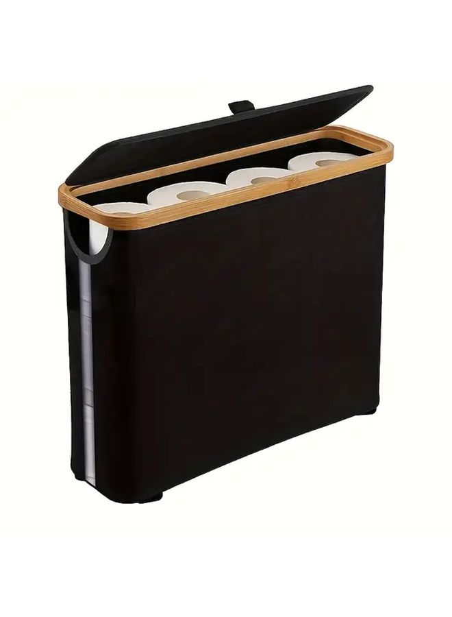 Black Extra Large Toilet Paper Holder Holds 12 to 16 Rolls - Image 1