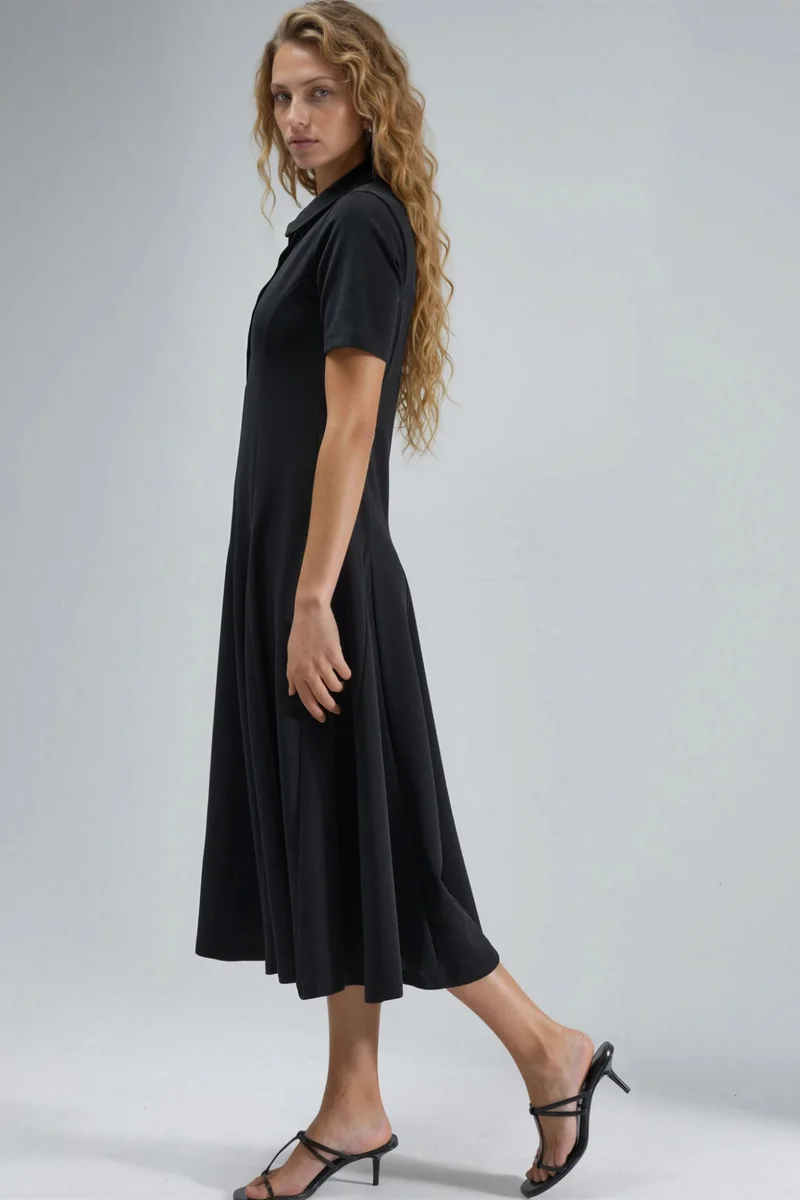 Busem BUSEM Midi A-Line Dress with Shirt Collar
