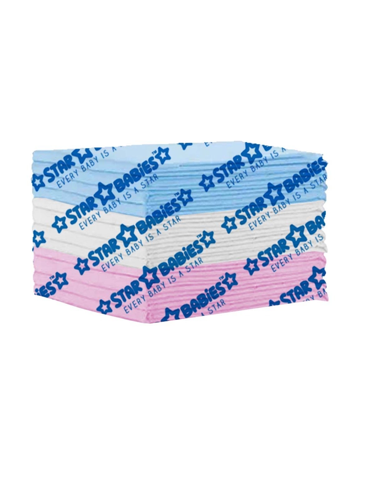 Star Babies  Disposable Changing Mats - 45 x 60cm - Large Pack of 12 - Blue/Pink/White-Rainbow