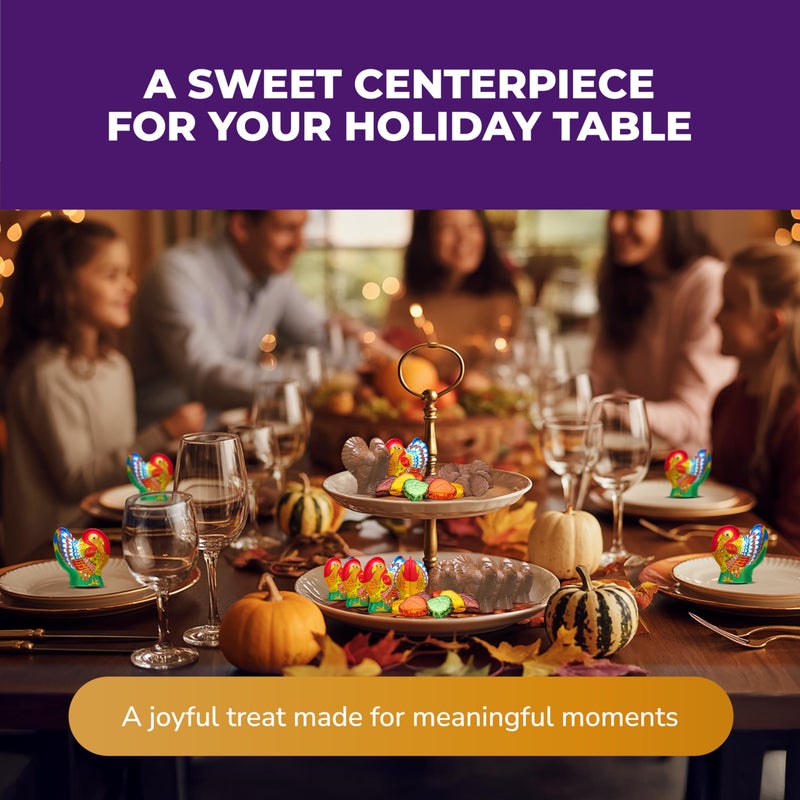 Madelaine Milk Chocolate Turkey Candy Gift Box - 4 Piece Foil-Wrapped Thanksgiving Chocolates - Festive Fall Holiday Treats & Décor - 1 oz Each (4oz Total) - Image 3