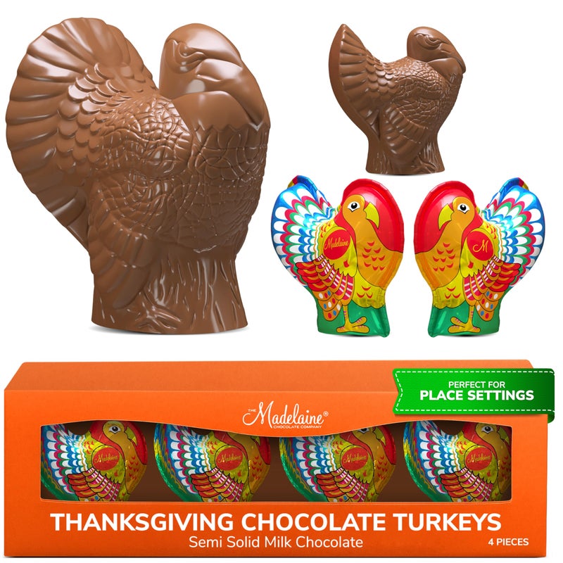 Madelaine Milk Chocolate Turkey Candy Gift Box - 4 Piece Foil-Wrapped Thanksgiving Chocolates - Festive Fall Holiday Treats & Décor - 1 oz Each (4oz Total) - Image 1