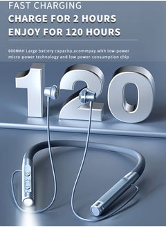 Excefore Neckband Bluetooth Headphones, Wireless Earbuds with Microphone Flashlight Around The Neck Waterproof Sport Headset Noise Cancelling Ear Buds 120H Playtime for Running Cycling  - Image 2