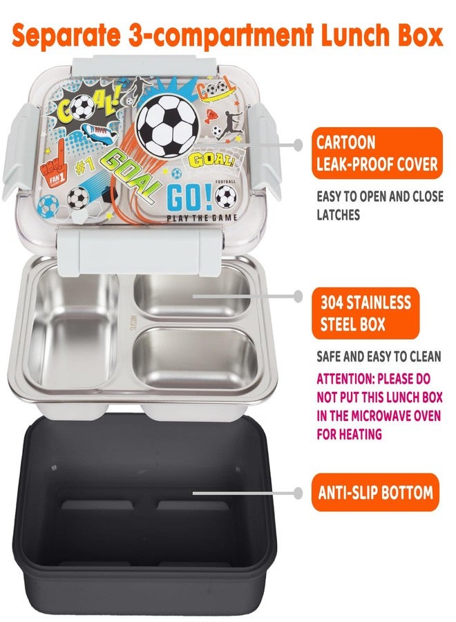 YOYTOO Stainless Steel Bento Lunch Box for Kids, 710 ml/23.5 oz BPA-Free Leak-Proof Children Food Containers with 3 Compartments, Back to School Students Daycare Lunches/Snack - Image 3