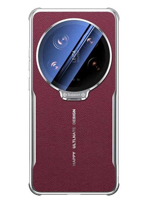 Compatible with Xiaomi 15 Ultra Case with All-Inclusive Lens Film, Ultra-Thin Premium Leather Case with Metal Camera Lens Bracket Holder Shockproof Protective Cove