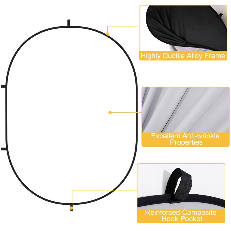 Kate Collapsible Backdrop Audition Backdrop for Headshot Photography,Video Conference,Live Streaming(5'x6.5',1.5x2m,Black/White) - Image 4