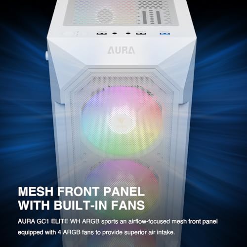 GAMDIAS White ATX Mid Tower Gaming Computer PC Case w/Tempered Glass, Built-in 4X 120mm ARGB Fans, Support Up to 6X 120mm Fans, 360mm AIO/Radiator, 340mm GPU/VGA, 160mm CPU Air Cooler - Image 3