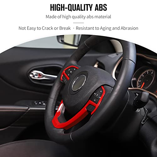 JeCar Steering Wheel Trim Cover Interior Decoration Trim Kit for 2014-2020 Jeep Grand Cherokee & Jeep Cherokee, Red - Image 4