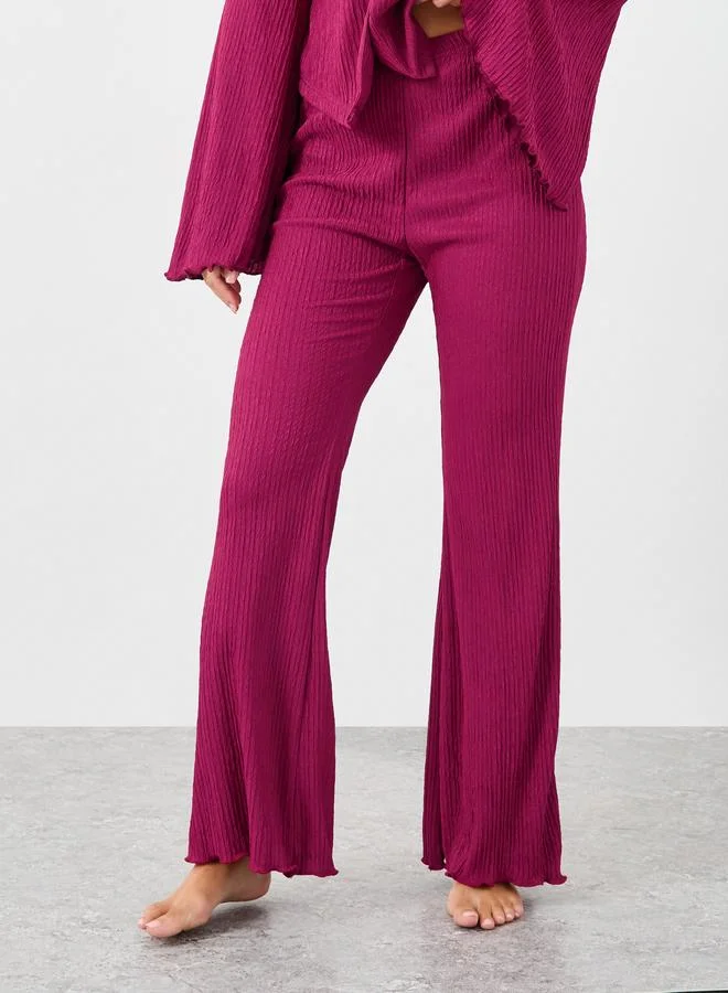Styli Styli Textured Flared Sleeve Shirt and Pyjama Set