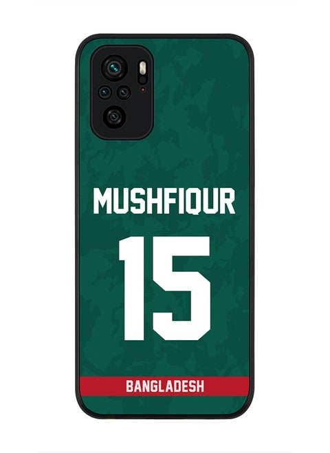 Rugged Black Edge Case for Redmi Note 10S / Redmi Note 10 4G, Slim fit Case Flexible thin Cover - Player Name - Mushfiqur Rahim, Jersey Number- 15