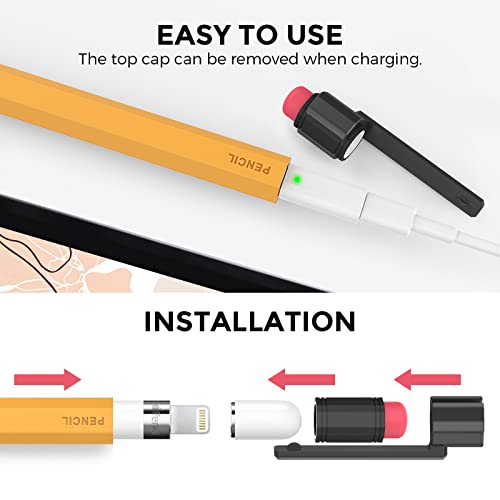 TRONWIN Apple Pencil 1st Generation Case, Silicone Pencil Sleeve Cover Perfect Grip Skin Classic Design with Sturdy Clip Compatible with Apple Pencil 1st gen for ipad (Yellow) - Image 4