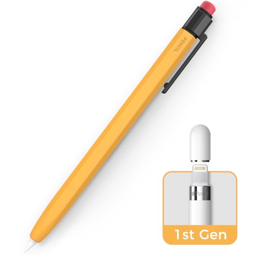 TRONWIN Apple Pencil 1st Generation Case, Silicone Pencil Sleeve Cover Perfect Grip Skin Classic Design with Sturdy Clip Compatible with Apple Pencil 1st gen for ipad (Yellow) - Image 1