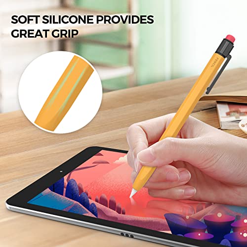TRONWIN Apple Pencil 1st Generation Case, Silicone Pencil Sleeve Cover Perfect Grip Skin Classic Design with Sturdy Clip Compatible with Apple Pencil 1st gen for ipad (Yellow) - Image 3