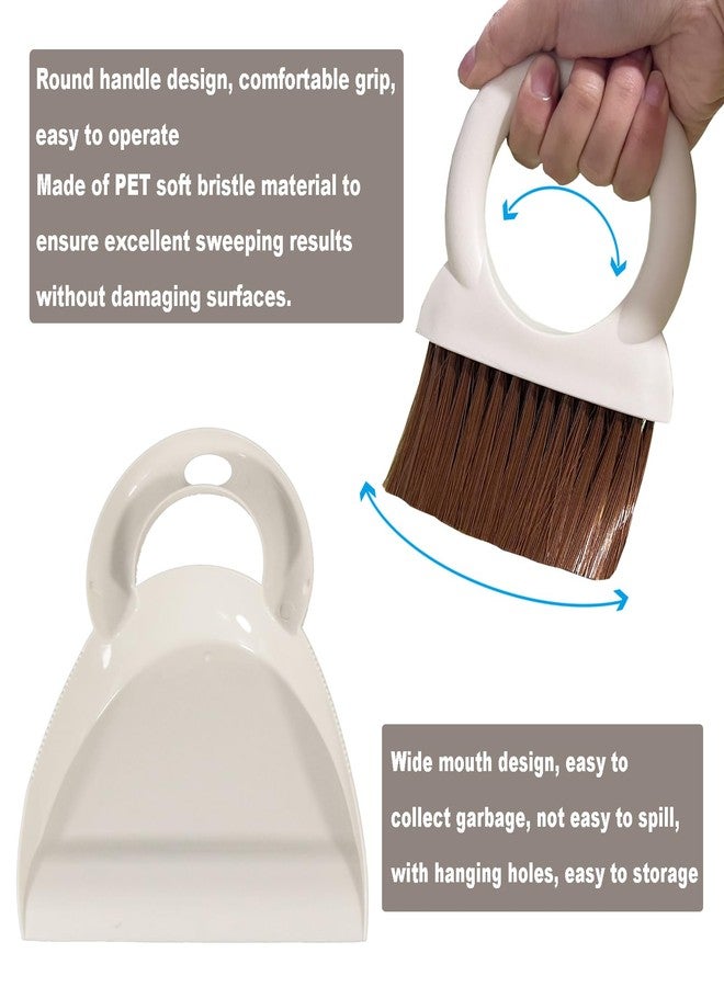 BSMstone Round Handle Brush and Dustpan Set Small Broom & Dustpan Portable Handheld Sweeper for Desktop Sofa Floor Pet Nest (Off White) - Image 5