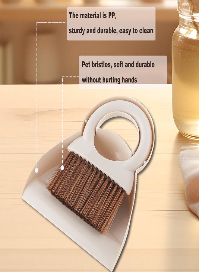 BSMstone Round Handle Brush and Dustpan Set Small Broom & Dustpan Portable Handheld Sweeper for Desktop Sofa Floor Pet Nest (Off White) - Image 4