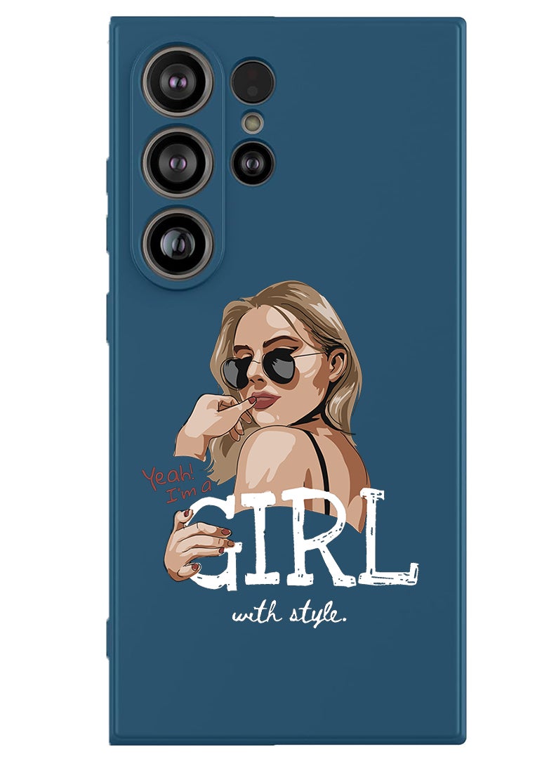 Theodor Protective Slim Fit Case Liquid Silicone Cover with Full Body Protection Anti-Scratch Shockproof Case For Samsung Galaxy S25 Ultra (Blue) - Girl with Style - White - Image 1