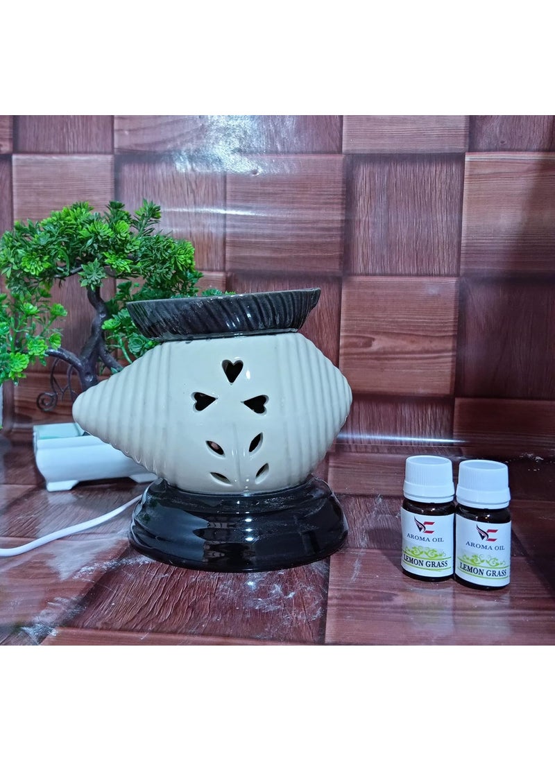 Generic Kahana Electric Diffuser Air Freshener Shankh Pot White Oil Burner with 10ml Fragrance Oil for Office Spa Gym Dance Class Music Class Recaptionist Table Dcor  - Image 3