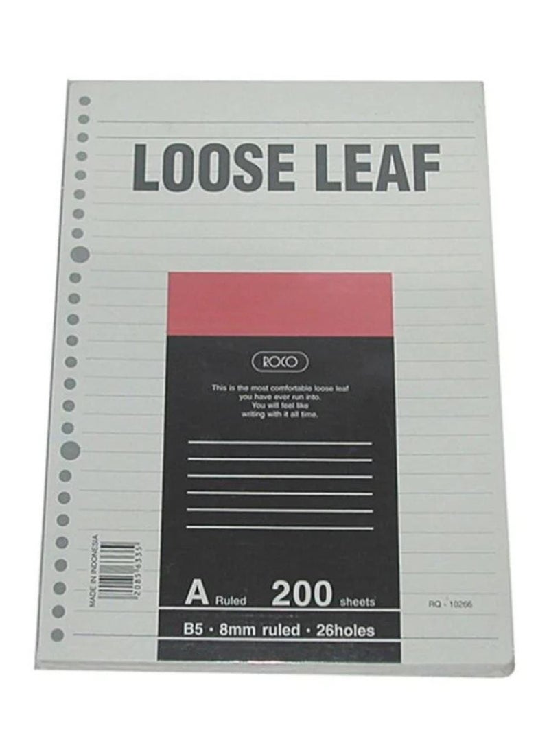 ROCO Pack of 200 Sheets B5 Loose Leaf Refill Paper Set 