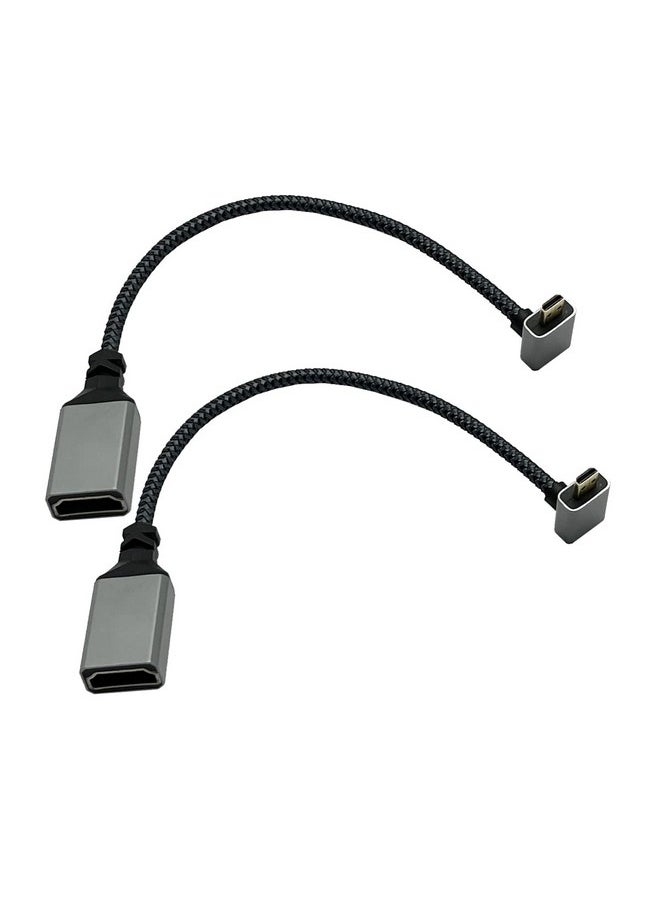Seadream - 4K Angled Micro Hdmi To Hdmi Adapter Cable 2Pack Nylon Braided 90°Degree Up Angled Micro Hdmi Male To Hdmi Female Cable (Type D To Type A) 4K@60Hz Hdr 3D 18Gbps (Up Angled) - Image 1