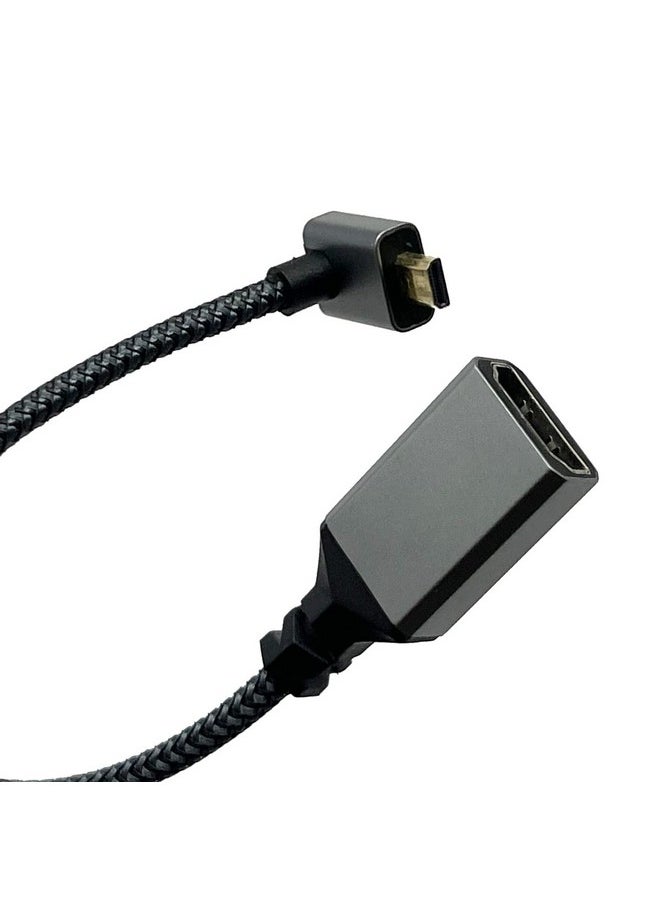 Seadream - 4K Angled Micro Hdmi To Hdmi Adapter Cable 2Pack Nylon Braided 90°Degree Up Angled Micro Hdmi Male To Hdmi Female Cable (Type D To Type A) 4K@60Hz Hdr 3D 18Gbps (Up Angled) - Image 1