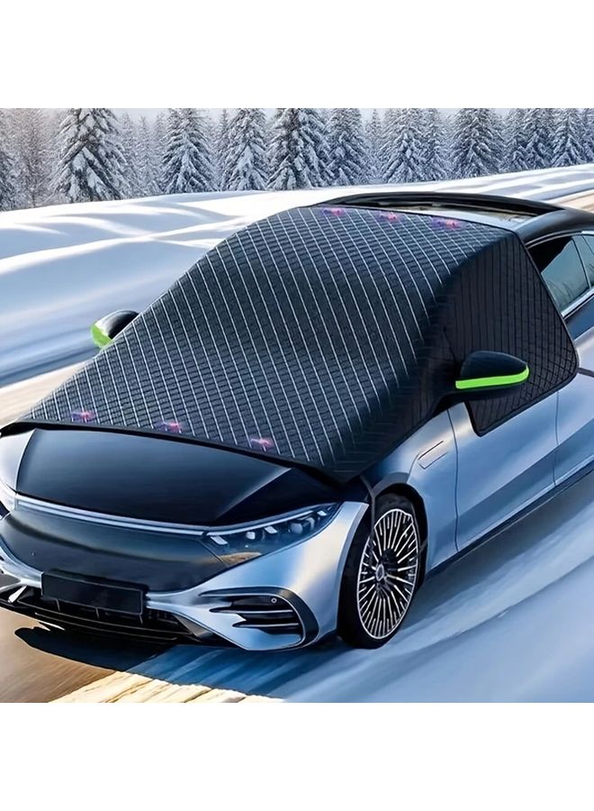 Magnetic Windshield Snow Cover 102x45 Heavy Duty Ice Shield Black Frost Protection SUV Truck Plastic Magnet - Image 1