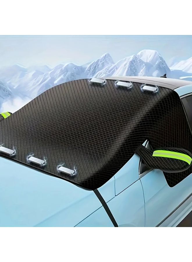 Magnetic Windshield Snow Cover 102x45 Heavy Duty Ice Shield Black Frost Protection SUV Truck Plastic Magnet - Image 2
