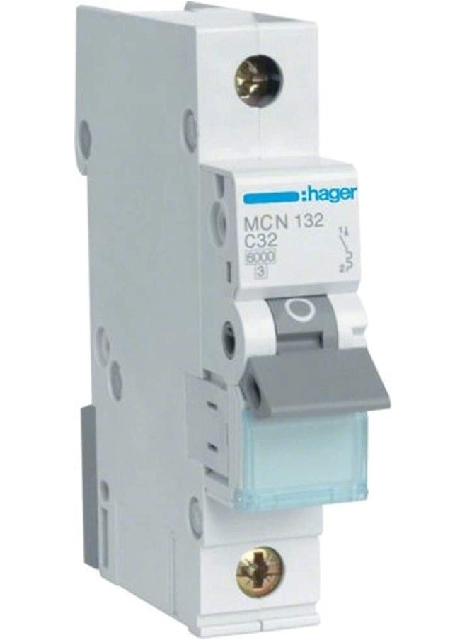 Hager Mcn132 CircuitBreaker 1Pole 6Ka C32A 1M 