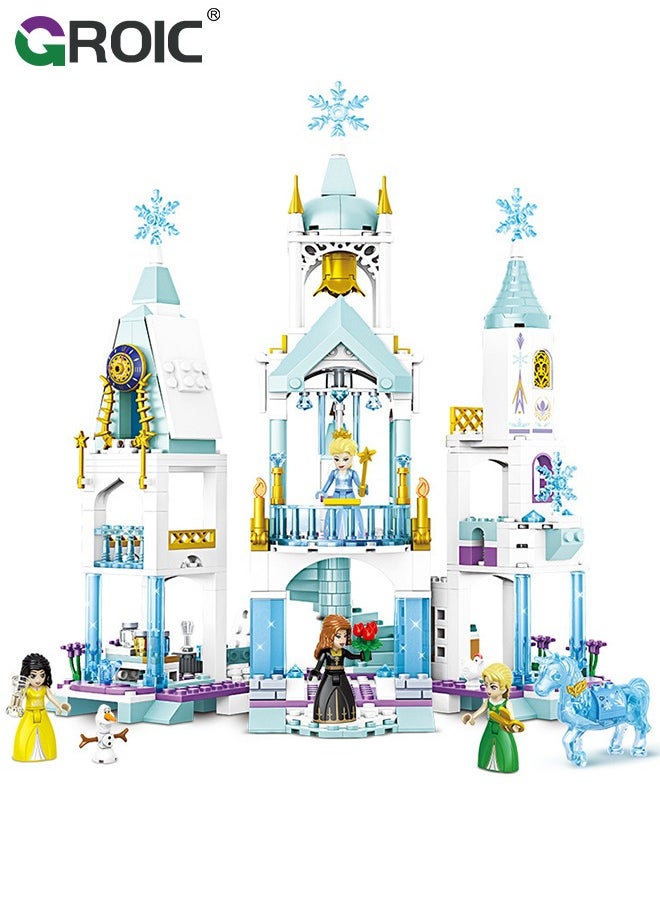 GROIC Princess Castle Block Set, Elsa Castle Model, 568 Pieces of Girls Palace House Castle Block Toys, Puzzle Building Set, STEM Building Toys, DIY Miniature Block Toys  - Image 1