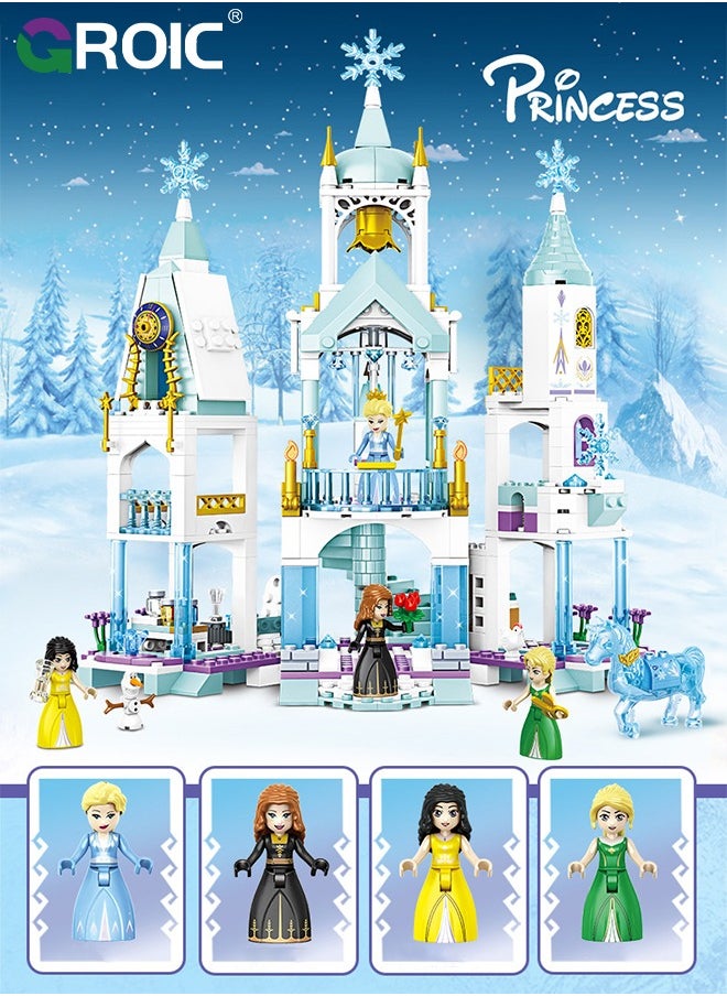 GROIC Princess Castle Block Set, Elsa Castle Model, 568 Pieces of Girls Palace House Castle Block Toys, Puzzle Building Set, STEM Building Toys, DIY Miniature Block Toys  - Image 2