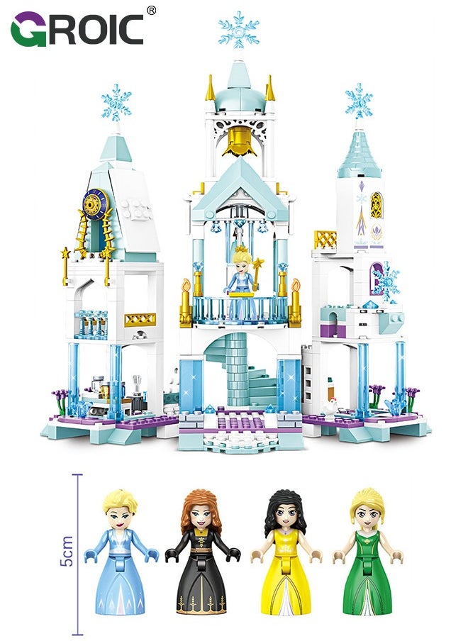 GROIC Princess Castle Block Set, Elsa Castle Model, 568 Pieces of Girls Palace House Castle Block Toys, Puzzle Building Set, STEM Building Toys, DIY Miniature Block Toys  - Image 4