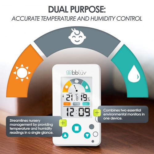 bblÃ¼v bblüv Igrö 2-in-1 | Indoor Digital Thermometer and Hygrometer | Humidity Meter for Baby Room with Alarm | Portable, User-Friendly | Ideal for Nursery, Home, or Travel - Image 3