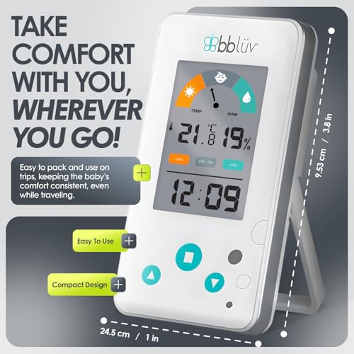 bblÃ¼v bblüv Igrö 2-in-1 | Indoor Digital Thermometer and Hygrometer | Humidity Meter for Baby Room with Alarm | Portable, User-Friendly | Ideal for Nursery, Home, or Travel - Image 2
