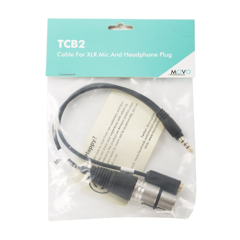Movo TCB2 XLR Microphone to TRRS Smartphone Adapter with Headphone Jack - Compatible with iPhone and Android - XLR Female to 3.5mm Male Y Splitter - Image 4