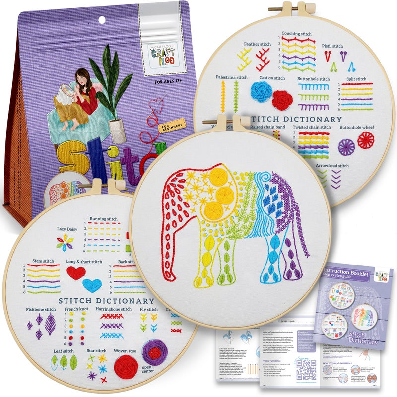 CRAFTILOO Embroidery Kit for Beginners Cross Stitch Kits for Beginners Needlepoint Kits for Adults Embroidery Kits for Adults Cross Stitch kit Elephant - Image 1