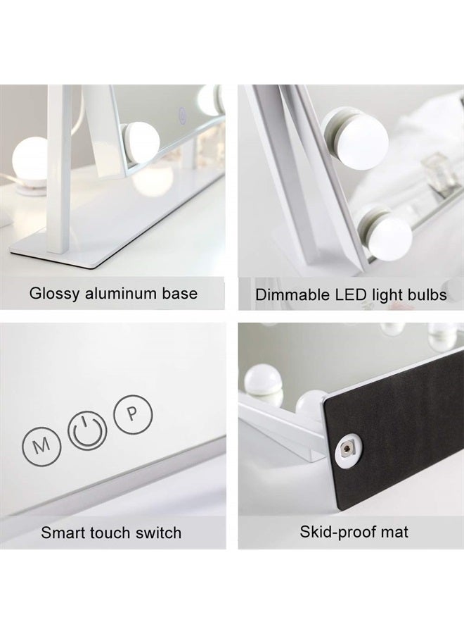 FENCHILIN Lighted Makeup Mirror Hollywood Mirror Vanity Makeup Mirror with Light Smart Touch Control 3Colors Dimmable Light Detachable 10X Magnification 360°Rotation(White) - Image 2