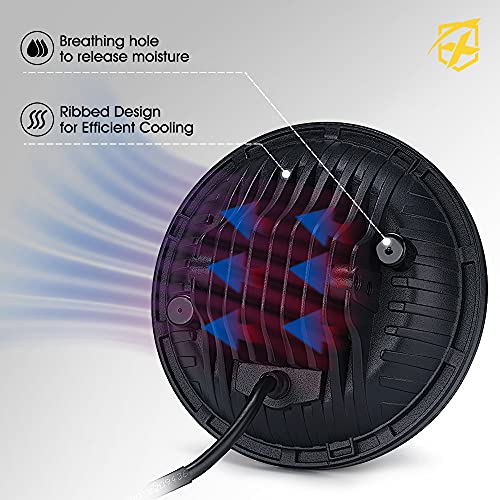 Xprite 105W LED Wrangler Headlights - 7-inch Round Headlamp Replacement with Hi/Lo Beam, DRL, Turn Signal Lights, DOT Approved - Fits Wrangler JK TJ LJ 1997-2018 - Includes H4 H13 Adapter - Image 5