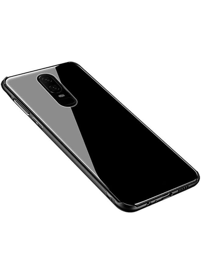 erorex Oneplus 6 Tempered Glass Back Case Shockproof Anti Scratch Anti Drop Back Cover Tpu Frame Hybrid Slim Black - Image 1