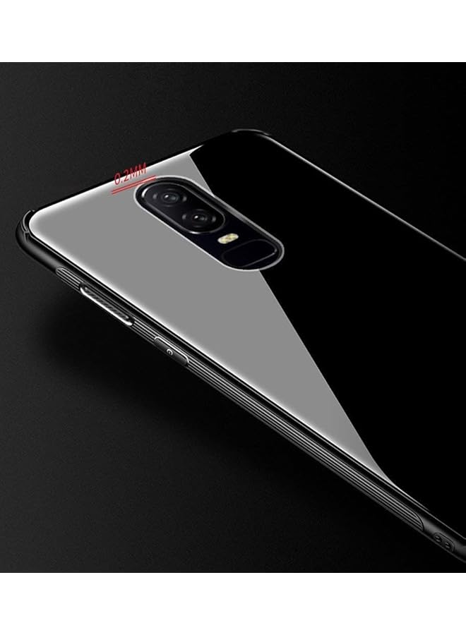 erorex Oneplus 6 Tempered Glass Back Case Shockproof Anti Scratch Anti Drop Back Cover Tpu Frame Hybrid Slim Black - Image 2
