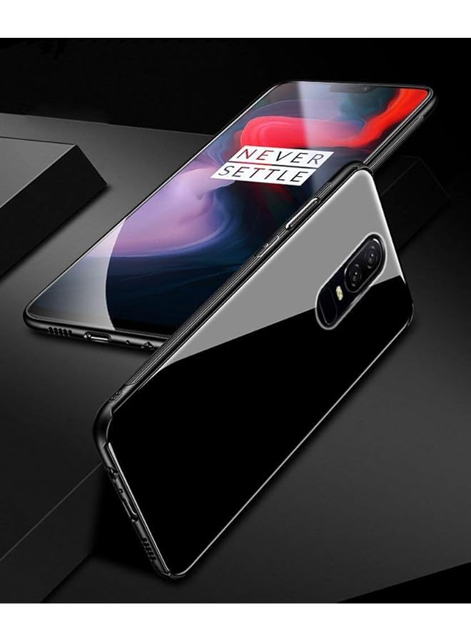 erorex Oneplus 6 Tempered Glass Back Case Shockproof Anti Scratch Anti Drop Back Cover Tpu Frame Hybrid Slim Black - Image 3
