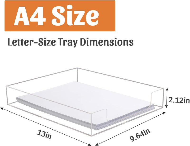 AZFUNN Letter-Size Tray Desk Letter Tray Paper Tray, Sturdy Heavy-Duty Plastic Printer Paper Tray, Single-Tier Stackable File Storage Organizer for Office Home (Clear) - Image 2