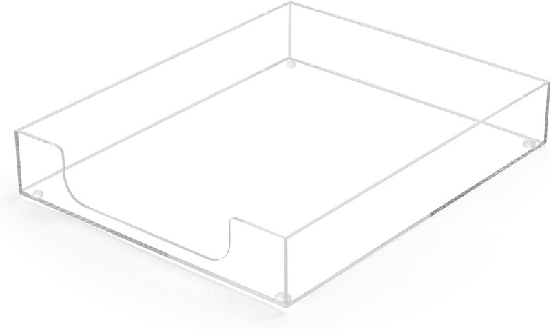 AZFUNN Letter-Size Tray Desk Letter Tray Paper Tray, Sturdy Heavy-Duty Plastic Printer Paper Tray, Single-Tier Stackable File Storage Organizer for Office Home (Clear) - Image 1