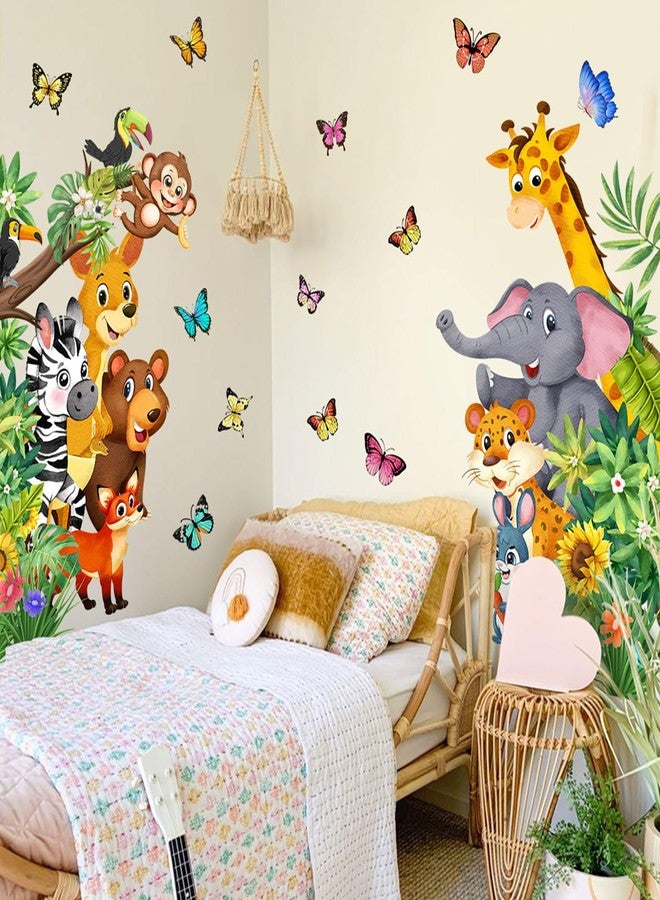CharmFlo Jungle Forest Animals Wall Decals Animal Door Sticker Removable Reusable Peel Stick Elephant Lion Zebra Giraffe Safari Mural Art Nursery Kids Room Baby Bedroom Playroom Daycare Living Room - Image 3
