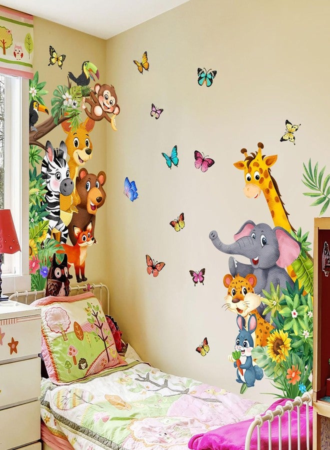 CharmFlo Jungle Forest Animals Wall Decals Animal Door Sticker Removable Reusable Peel Stick Elephant Lion Zebra Giraffe Safari Mural Art Nursery Kids Room Baby Bedroom Playroom Daycare Living Room - Image 4