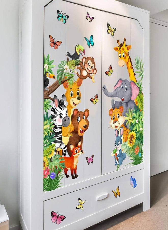 CharmFlo Jungle Forest Animals Wall Decals Animal Door Sticker Removable Reusable Peel Stick Elephant Lion Zebra Giraffe Safari Mural Art Nursery Kids Room Baby Bedroom Playroom Daycare Living Room - Image 5