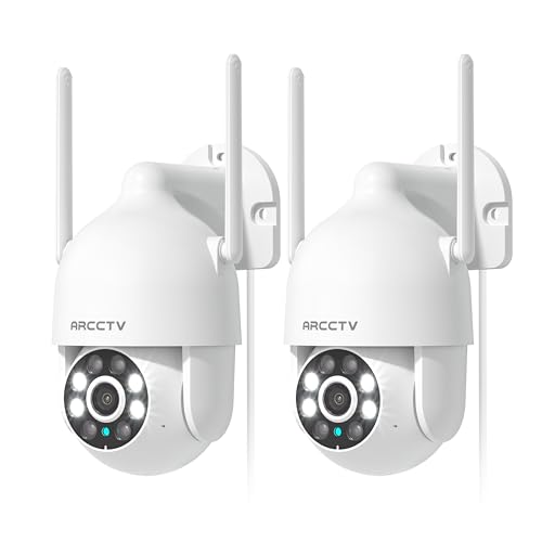 ARCCTV 2K Security Cameras Outdoor, 360°Pan-Tilt View 2.4G/5G WiFi Security Camera with Motion Tracking, Spotlight & Siren, 2-Way Audio, Full Color Night Vision, Waterproof (2 Pack) - Image 1